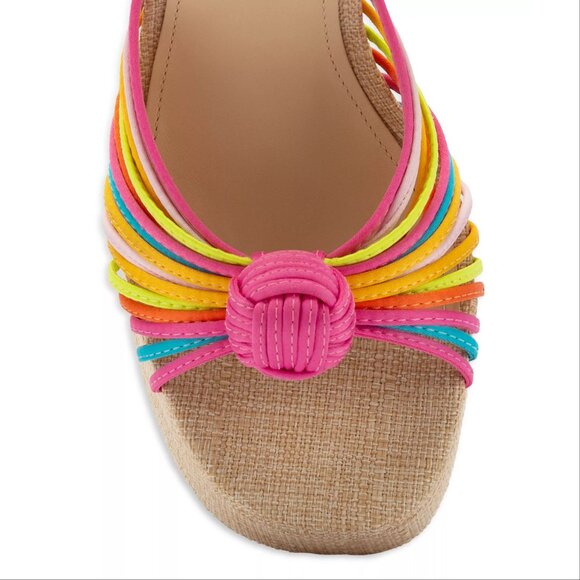 Larroude Valerie Knotted Satin Platform Sandals Sz 8.5 Multi 140MM Heel NEW $330 - Picture 4 of 16